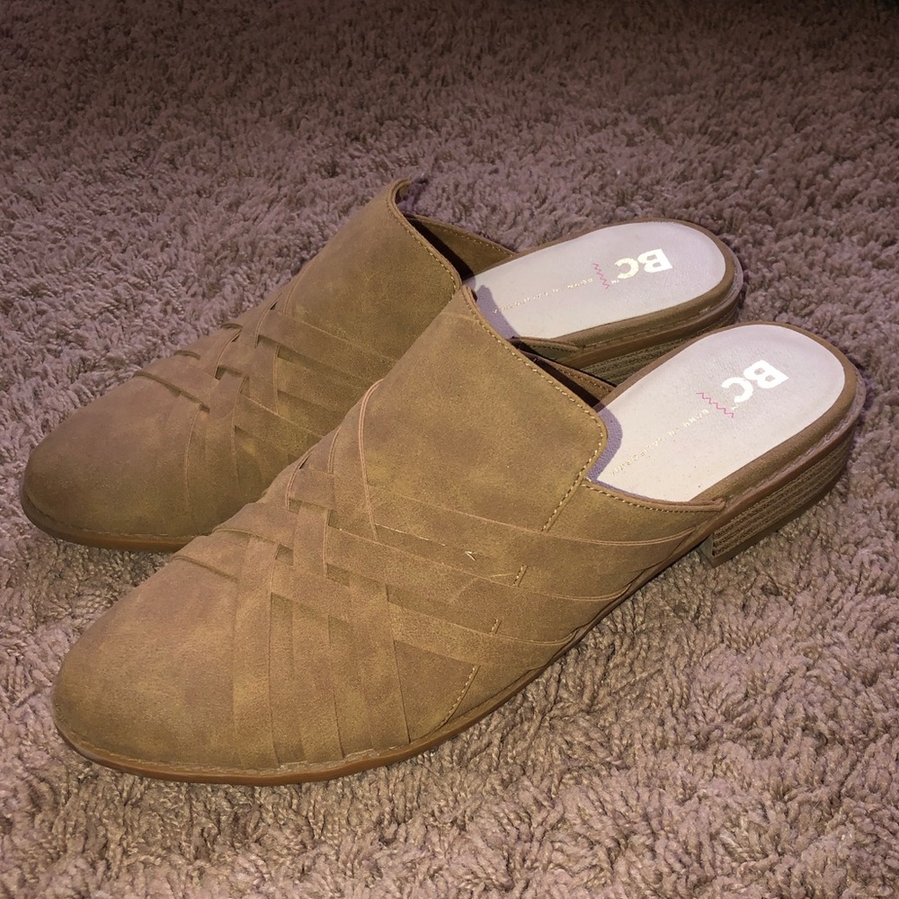 Brown mules! Worn once